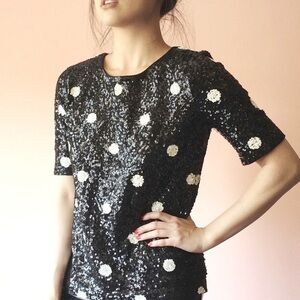 J.Crew Sequin Polka Dot Top